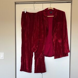 Steve Madden Red Velvet Suit Set